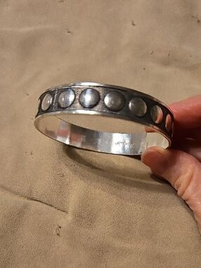 Wrangler Brand Dot-Accent Bangle Bracelet - Silver Finish